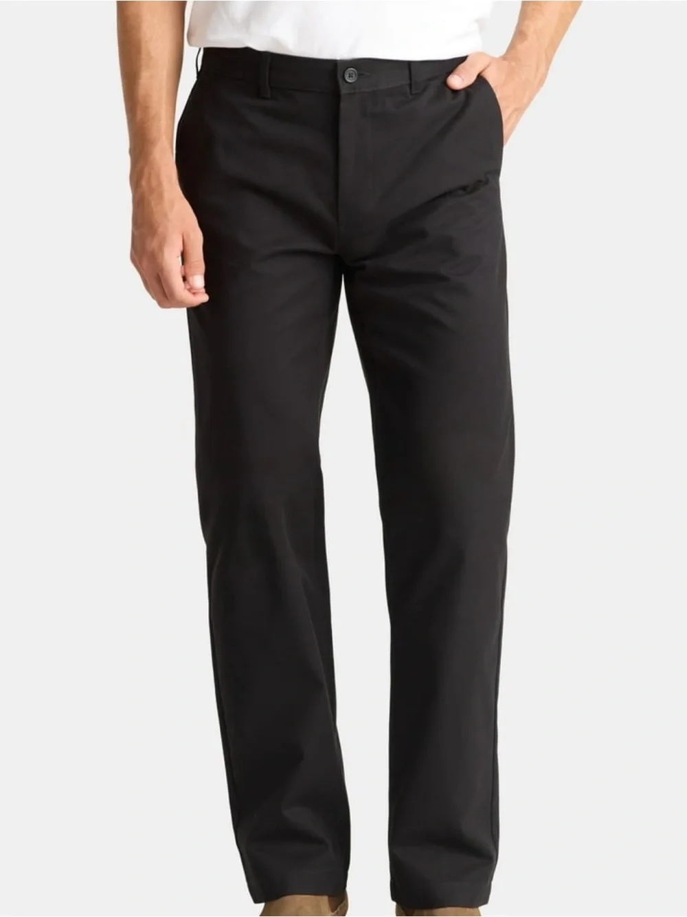 George Men's Size 30 x 32 Black Flat Front Straight Leg Chino Trouser Pants
